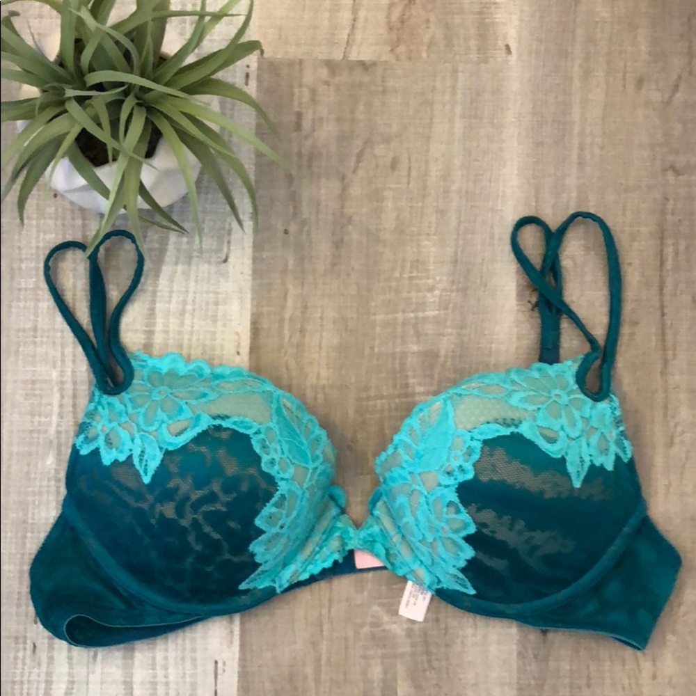 Victoria Secret lace/animal/floral padded bra.